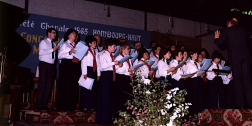 En concert à Hombourg-Haut (Moselle, France), 1er concert à l'étanger devant un public de 1000 personnes, le 2 mai 1987