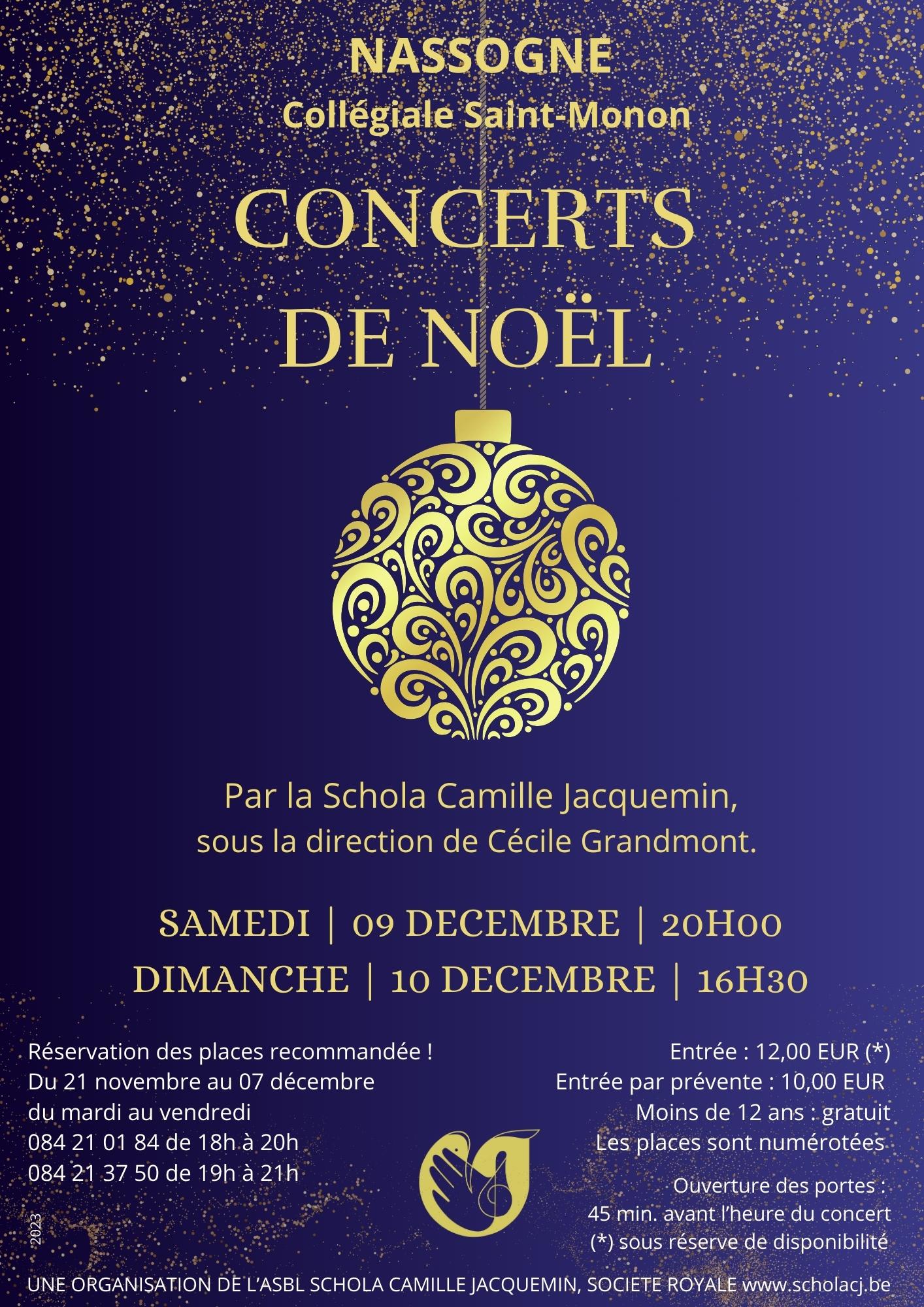 Double concert de Noël de la Schola Camille Jacquemin, les 9 et 10 décembre 2023 à Nassogne