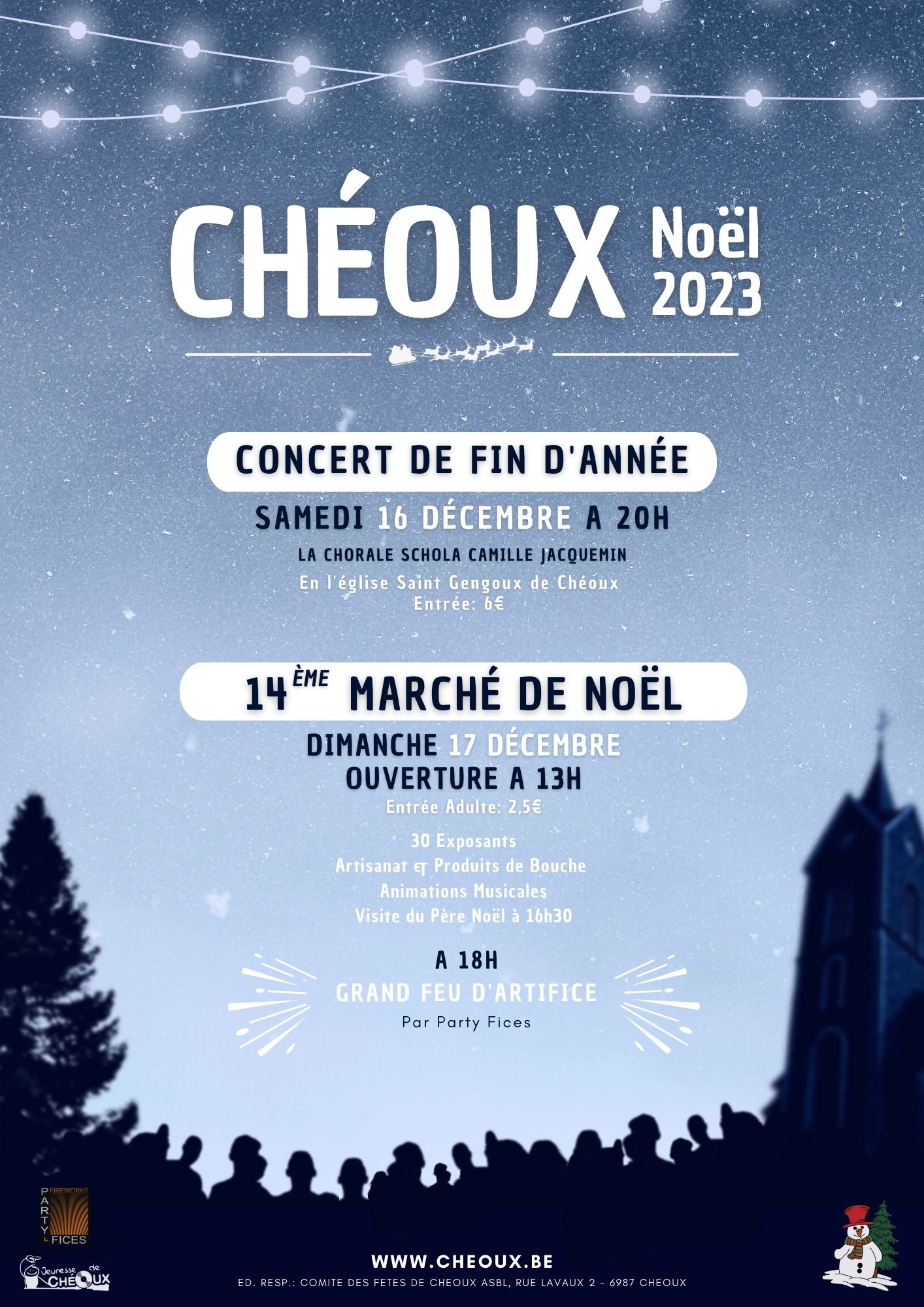 Affiche oncert de Noël 2023, le 16 décembre à Chéoux par la Schola Camille Jacquemin