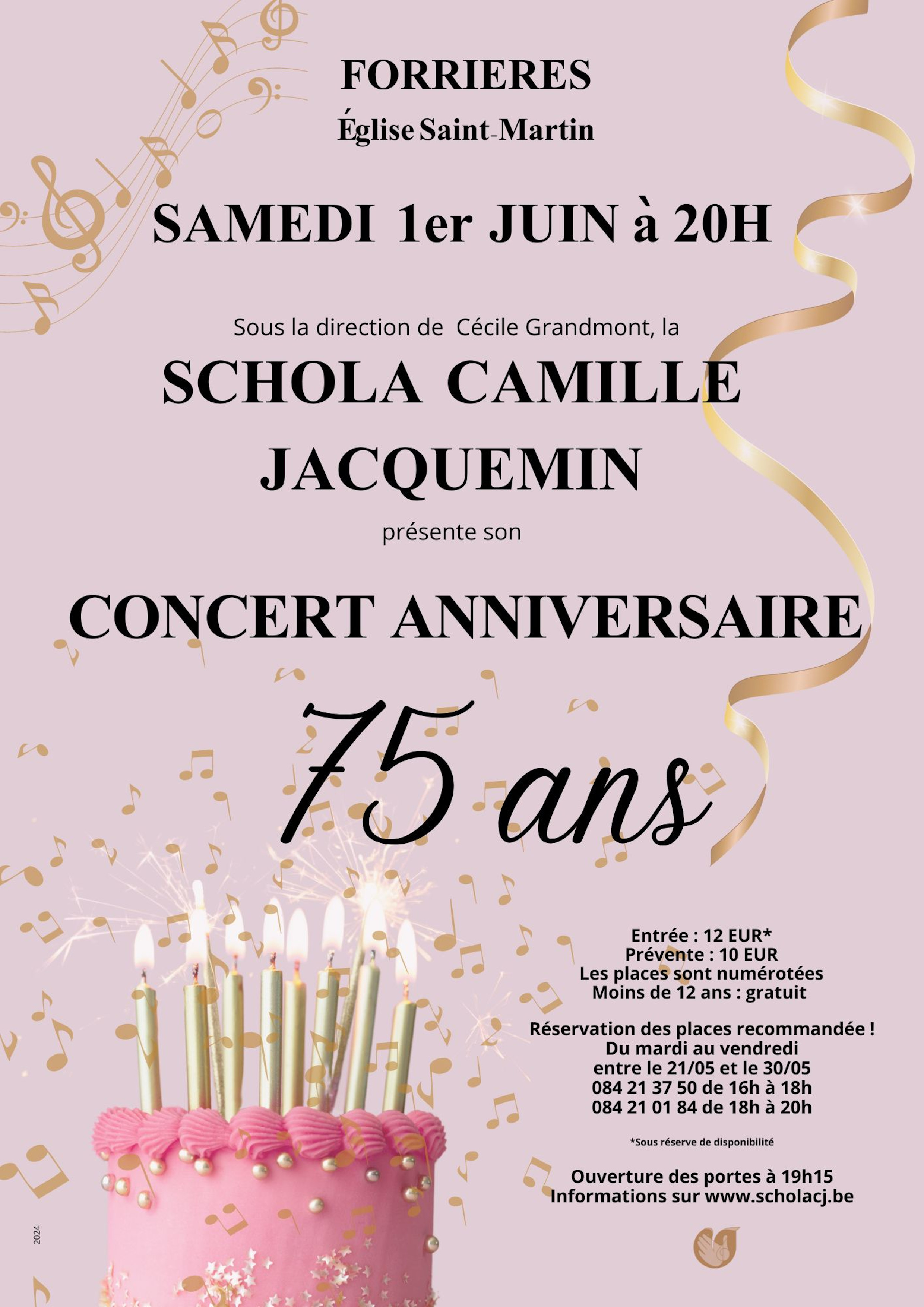 Concert-anniversaire des 75 ans de la Schola Camille Jacquemin, le 1er juin 2024 à Forrières