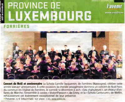 L'Avenir du Luxembourg, cahier culturel détachable du 04 décembre 2009